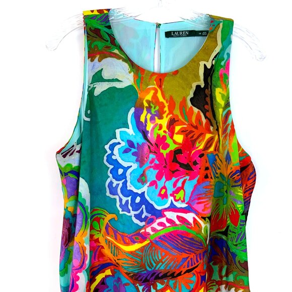 Lauren Ralph Lauren Women's Tropical Floral Shift Sleevless Dress Sz 12 - Picture 3 of 16